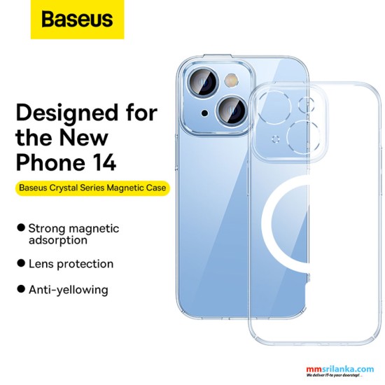 Baseus iPhone 14 6.1inch Crystal Magnetic Phone Case And Temperd Glass For iPhone Transparent